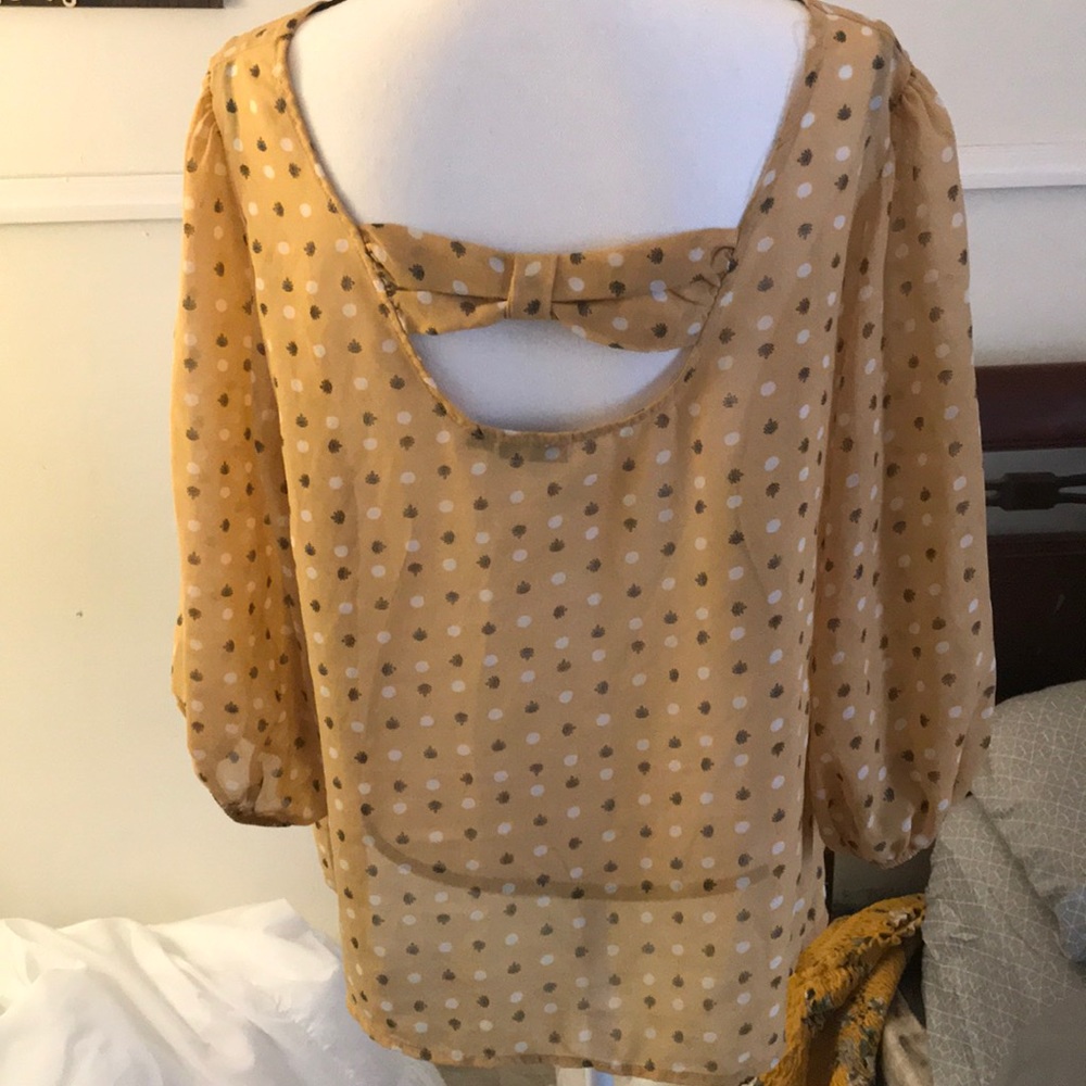 A.n.a A new Approach polka dot leaf Blouse